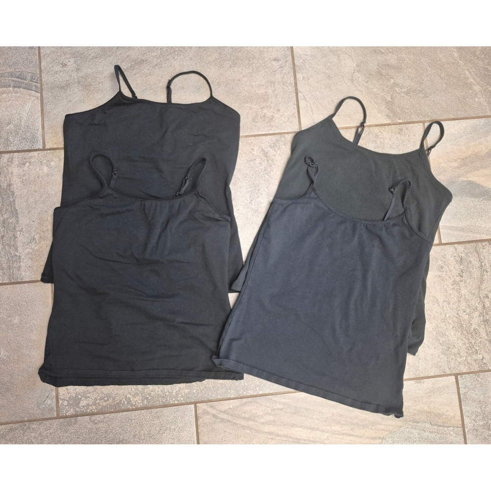 Amazon Essentials Hanes Large Women's Black Camisole Tank Tops Lot 4 Shelf Bra